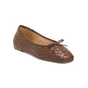 BERNARDO Mahogany Made In Brazil Leather Gwynn Woven Ballerina Flats